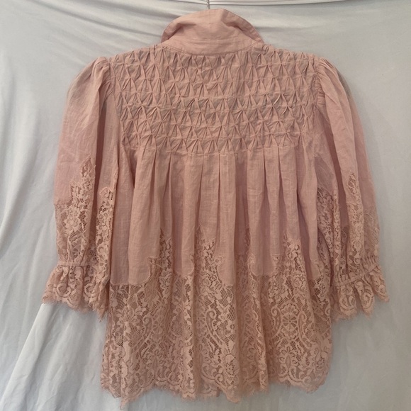 Anthropologie by Anthropologie light pink lace button NWT XS - Picture 5 of 5